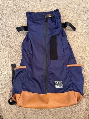 K9 Sport Sack Dog Carrier Backpack Navy Blue & Brown (Large: 20-22" Back Length)